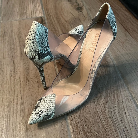SCHUTZ Shoes - Schutz Clear & Snake Print Heels